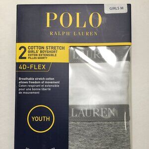 Polo Ralph Lauren Big Girls Stretch Cotton Boyshorts, 2 Pack Size M